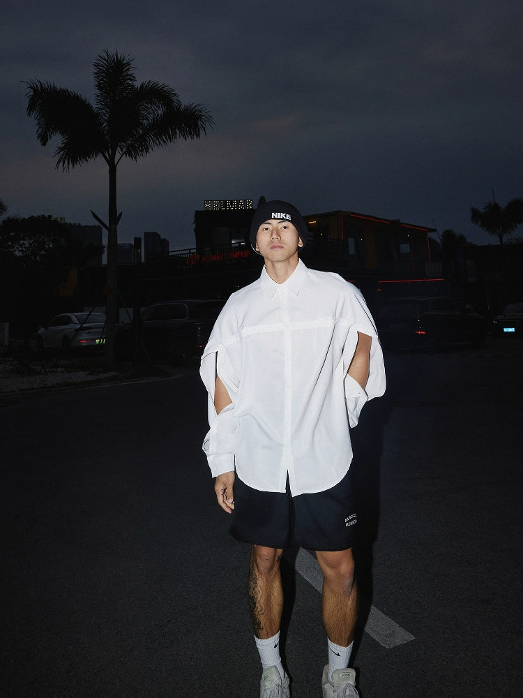 Oversized Cutout Button-Up Shirt