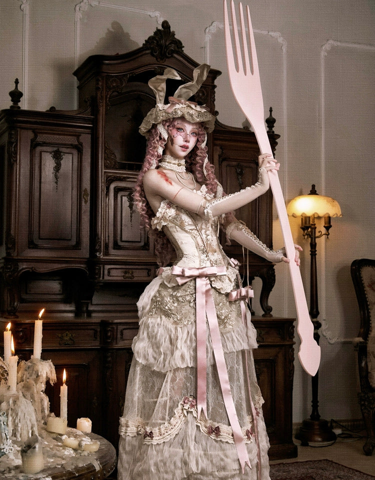 Victorian Ivory Layered Lace Skirt