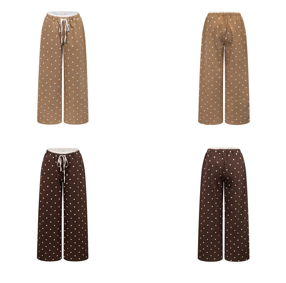 Polka Dot Drawstring Wide Leg Pants