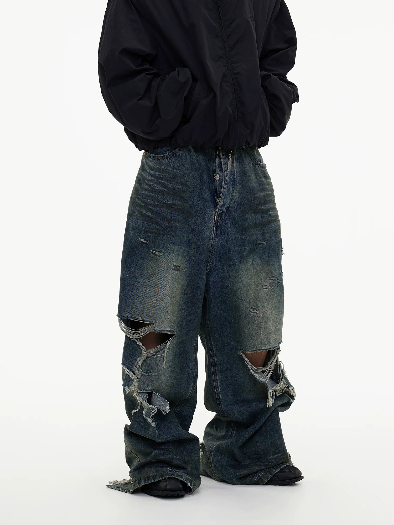 Grunge Destroyed Wide Leg Jeans