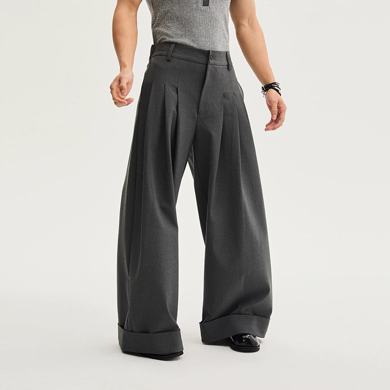 NoirCrest Oversized Pleat Trousers