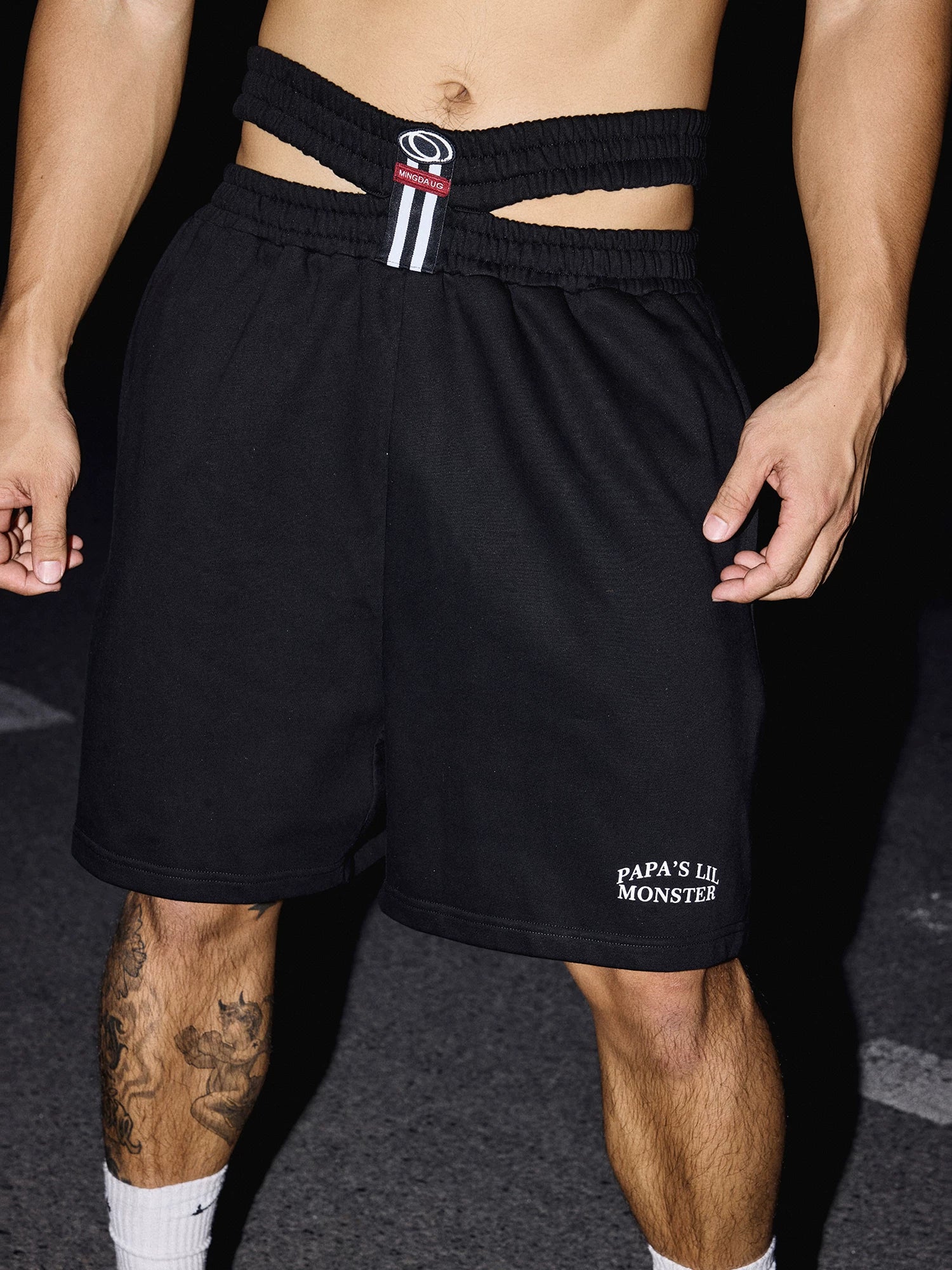 Double-Waist Black Shorts