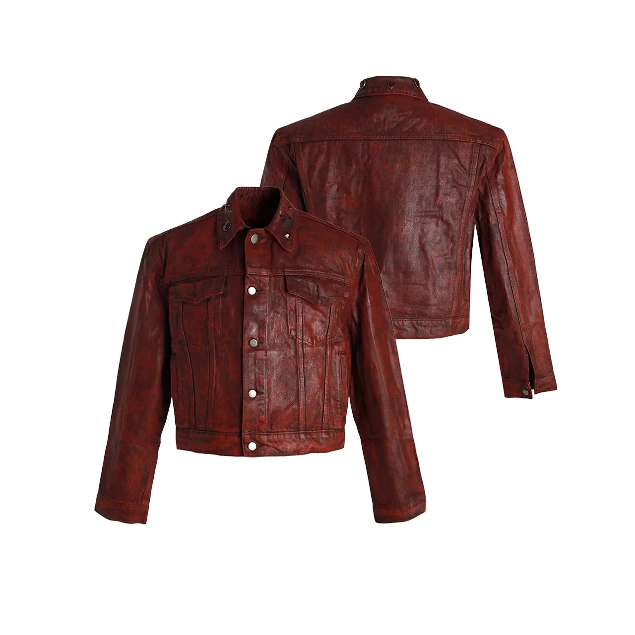 Ember Forge Distressed Leather Trucker Jacket