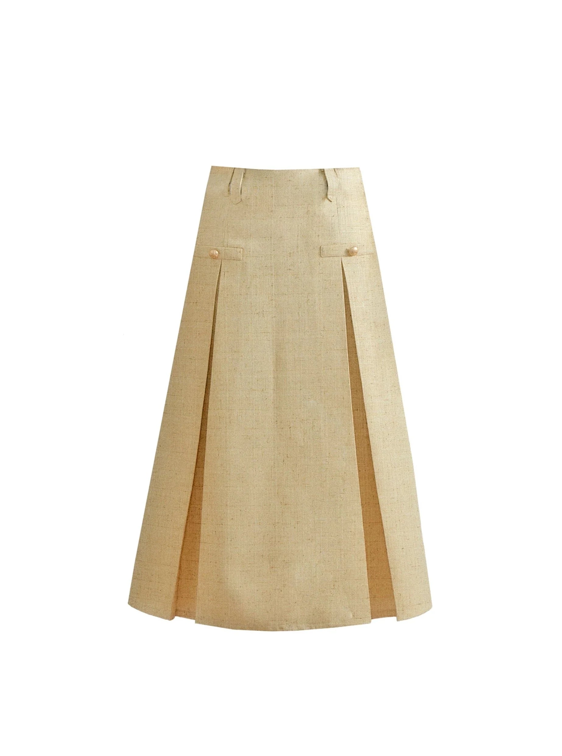Veste de récolte vintage prairie chic et ensemble de jupe midi midi en ligne - blé doré