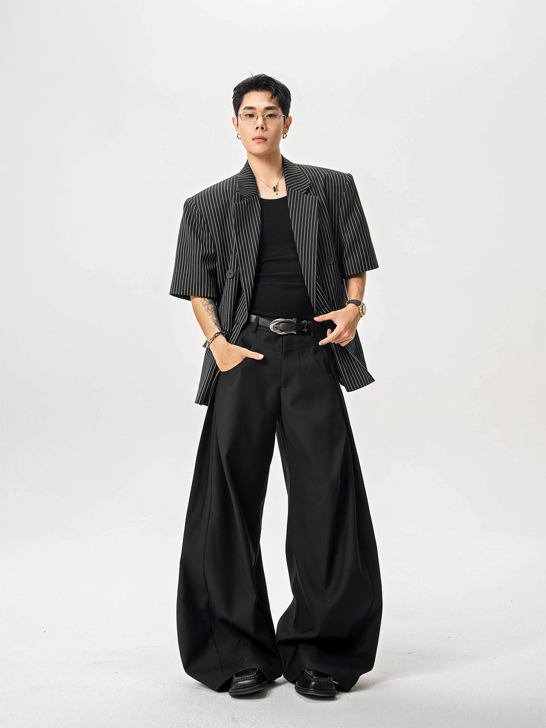 Noir Titan Wide-Leg Trousers