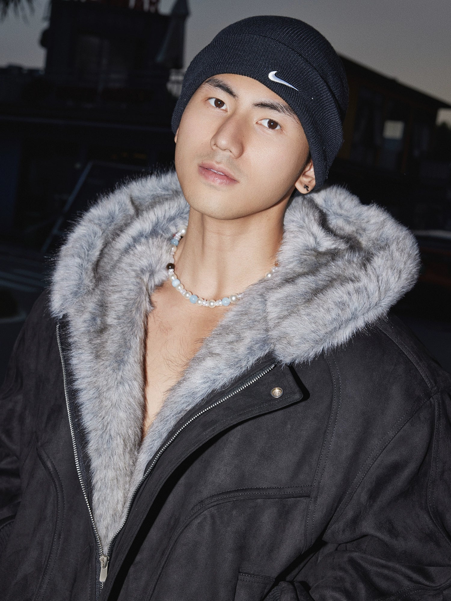 Mocha Frost Faux Fur Collar Jacket