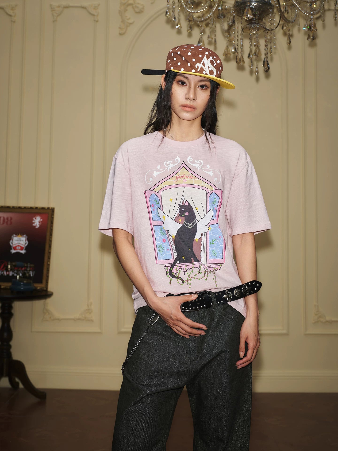 Winged Cat Window Graphic T Shirt