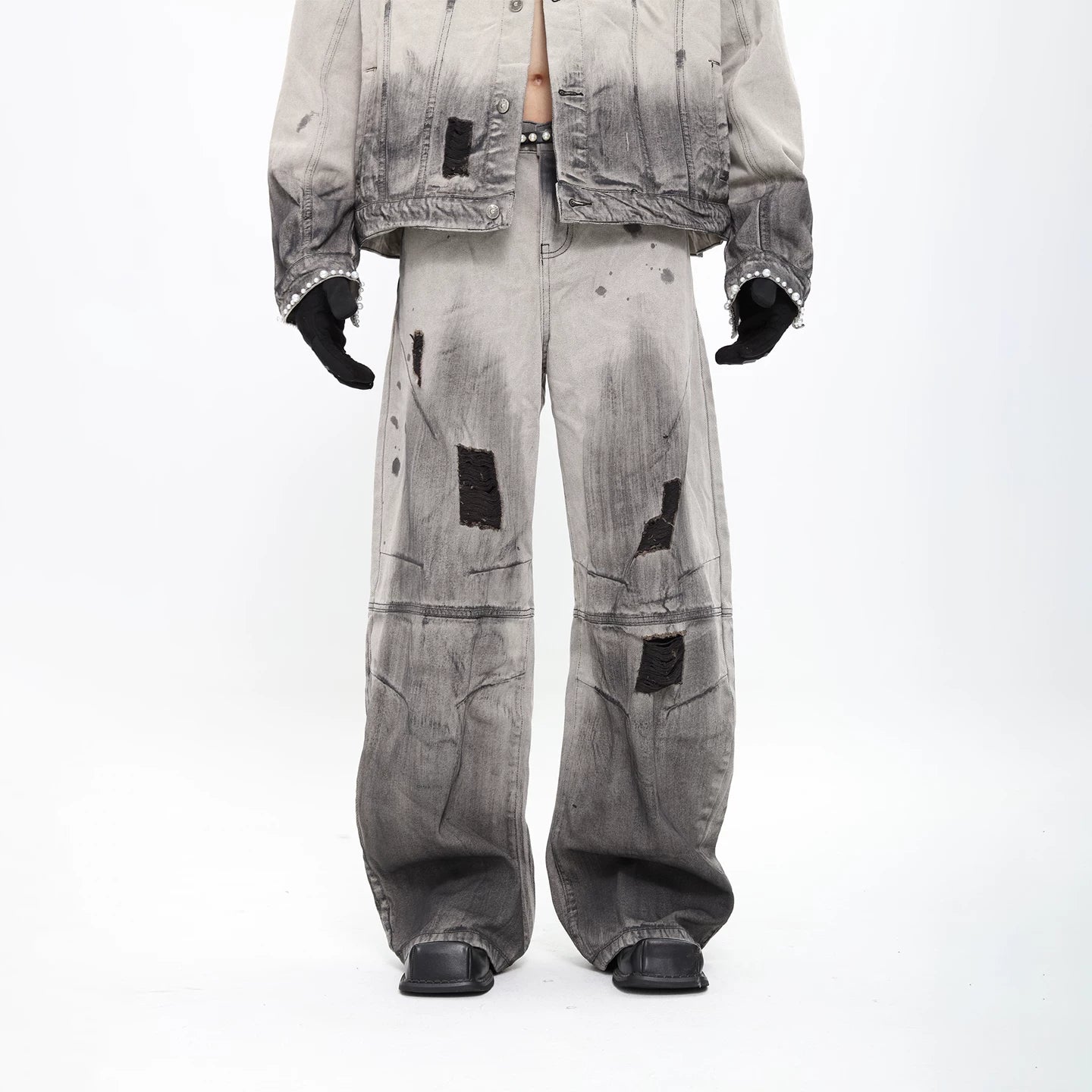 Ashfall Relic Pearl-Distressed Denim Jacket