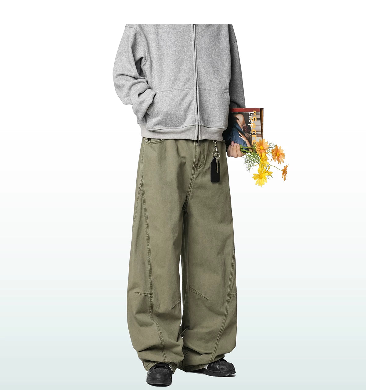 Sage Drift Wide Cargo Trousers