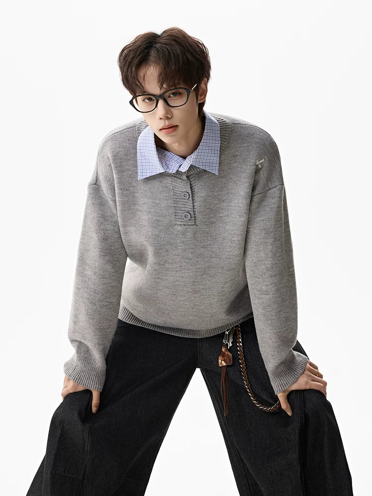 Campus Mist Henley Knit Sweater