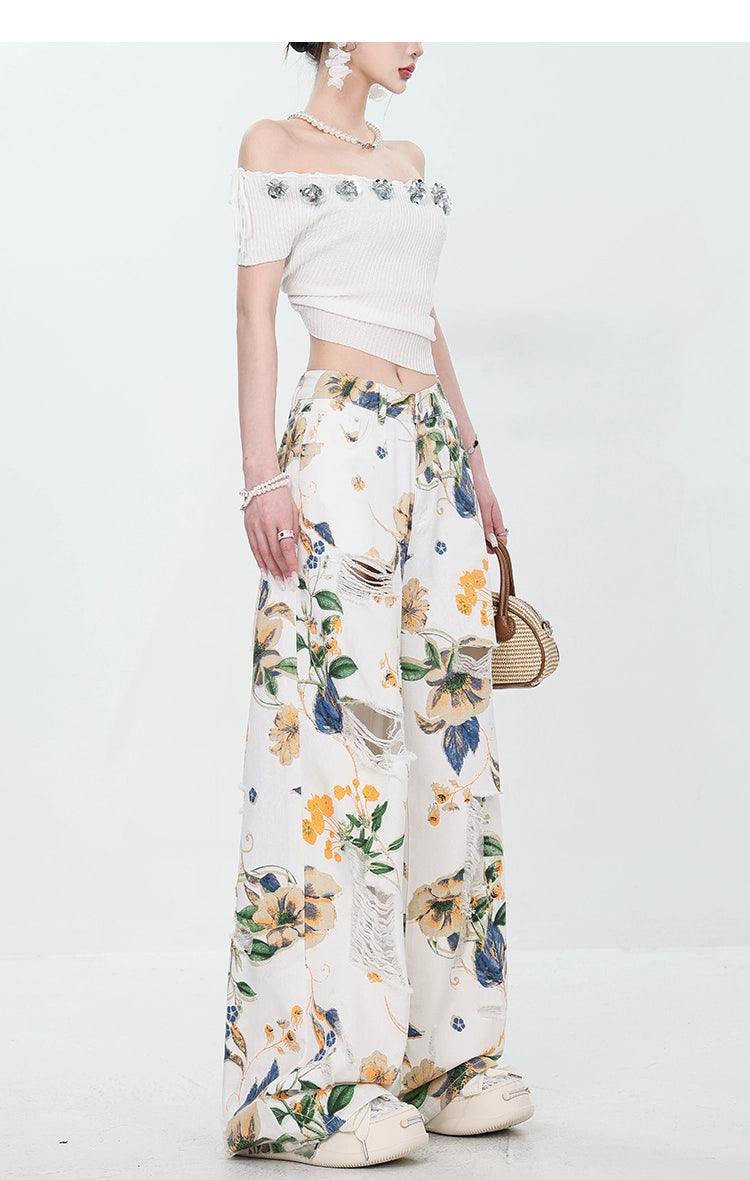 Breezy Bloom Delessed Wide Bein Jeans