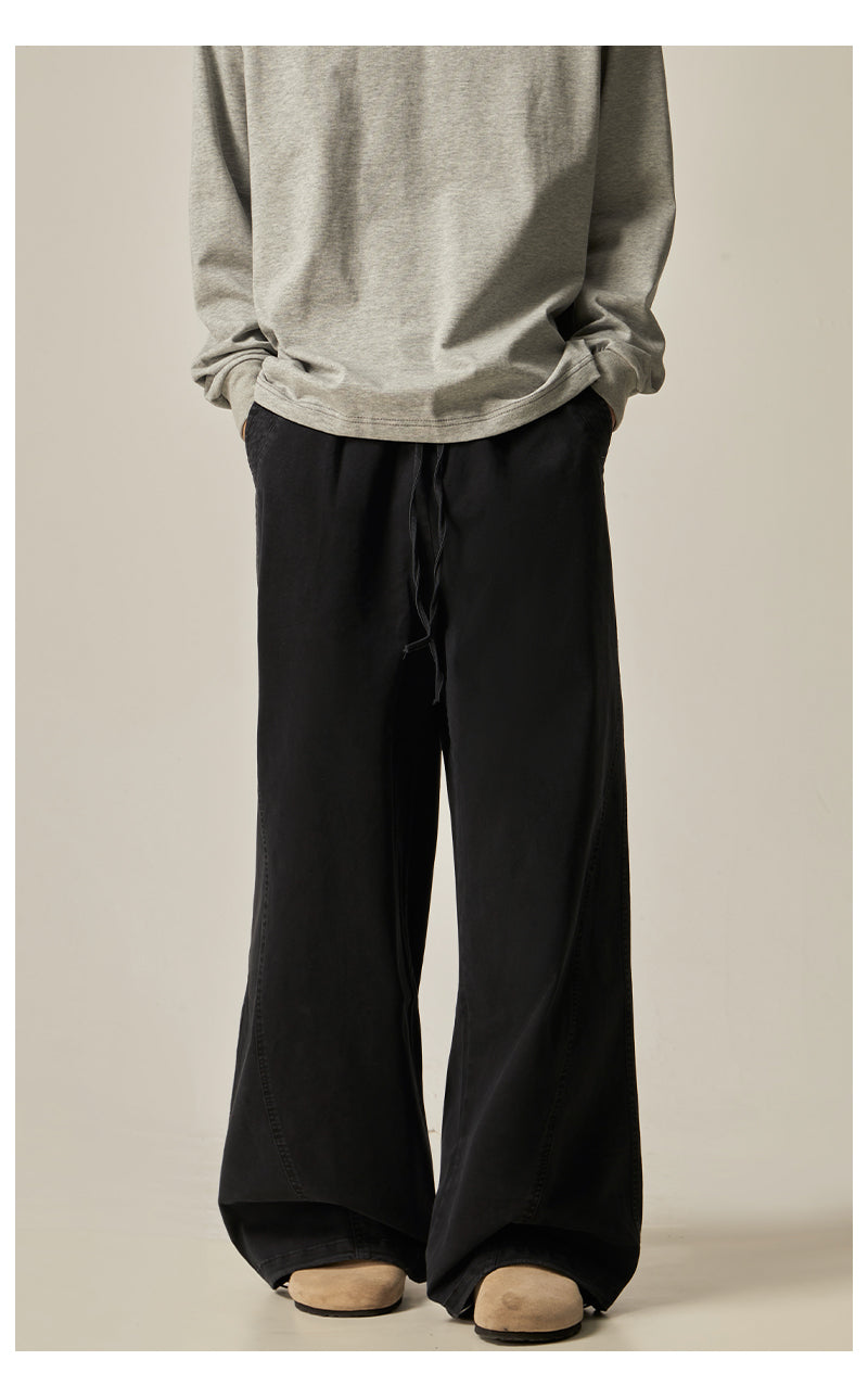 Brown Loose Drawstring Wide Pants
