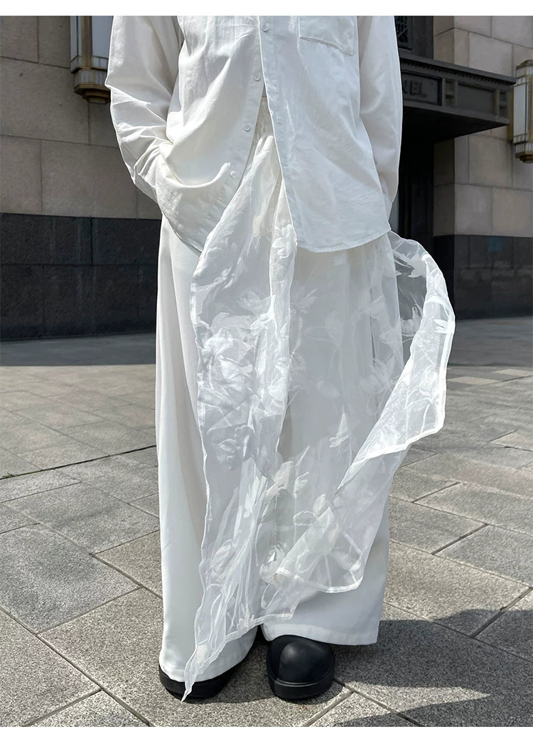 Ivory Veil Satin Train Trousers