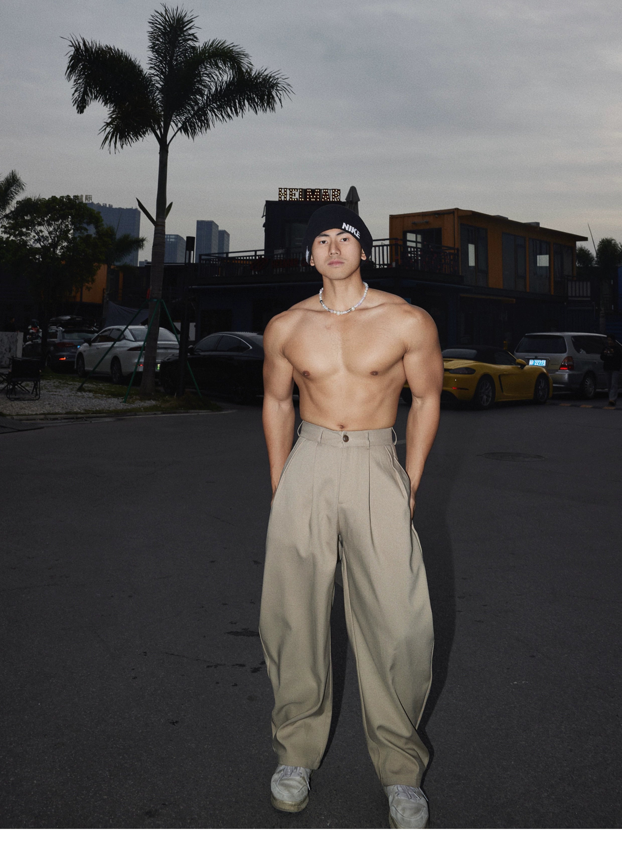 Wide-Leg Pleated Trousers
