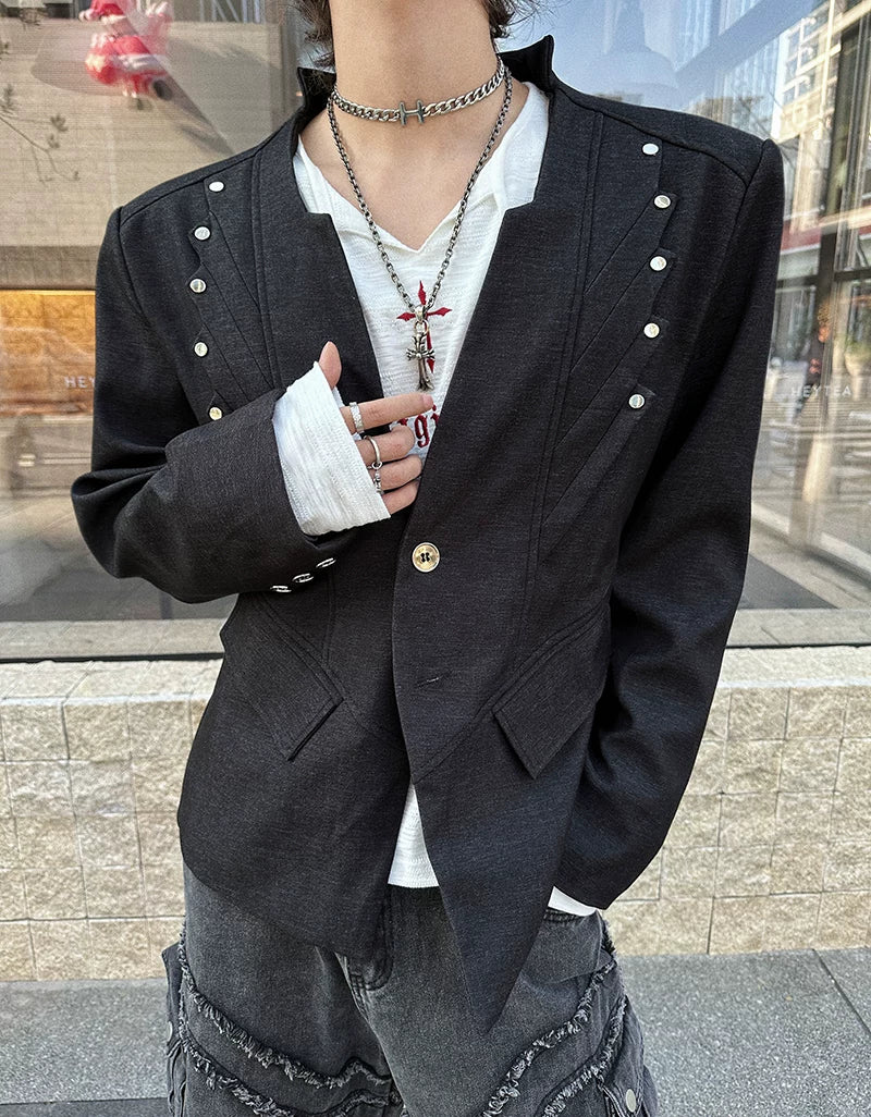 Spire Line Stud-Trace Cropped Blazer
