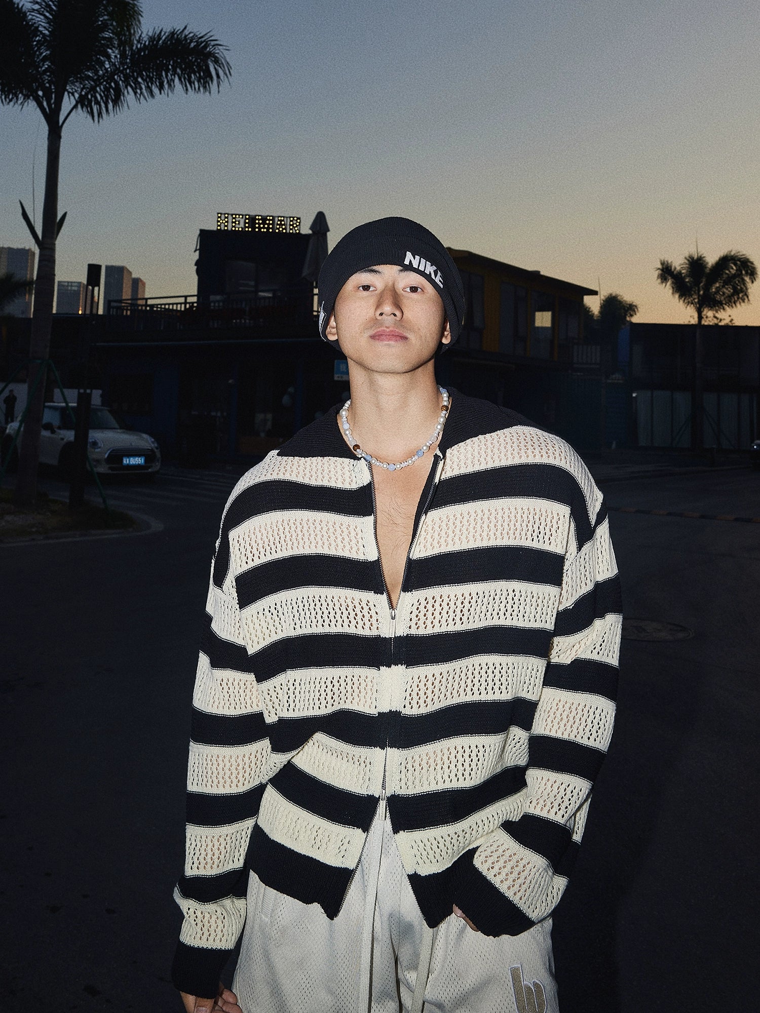 Two-Toned Striped Knit Sweater