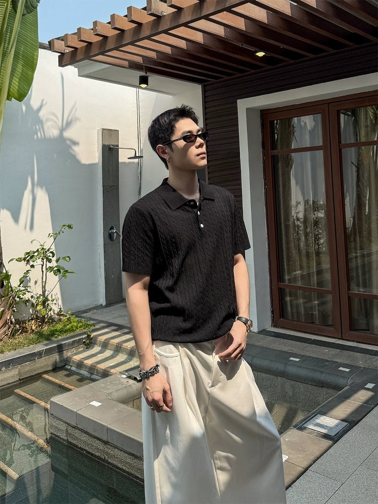 Sunlit Cable Knit Polo