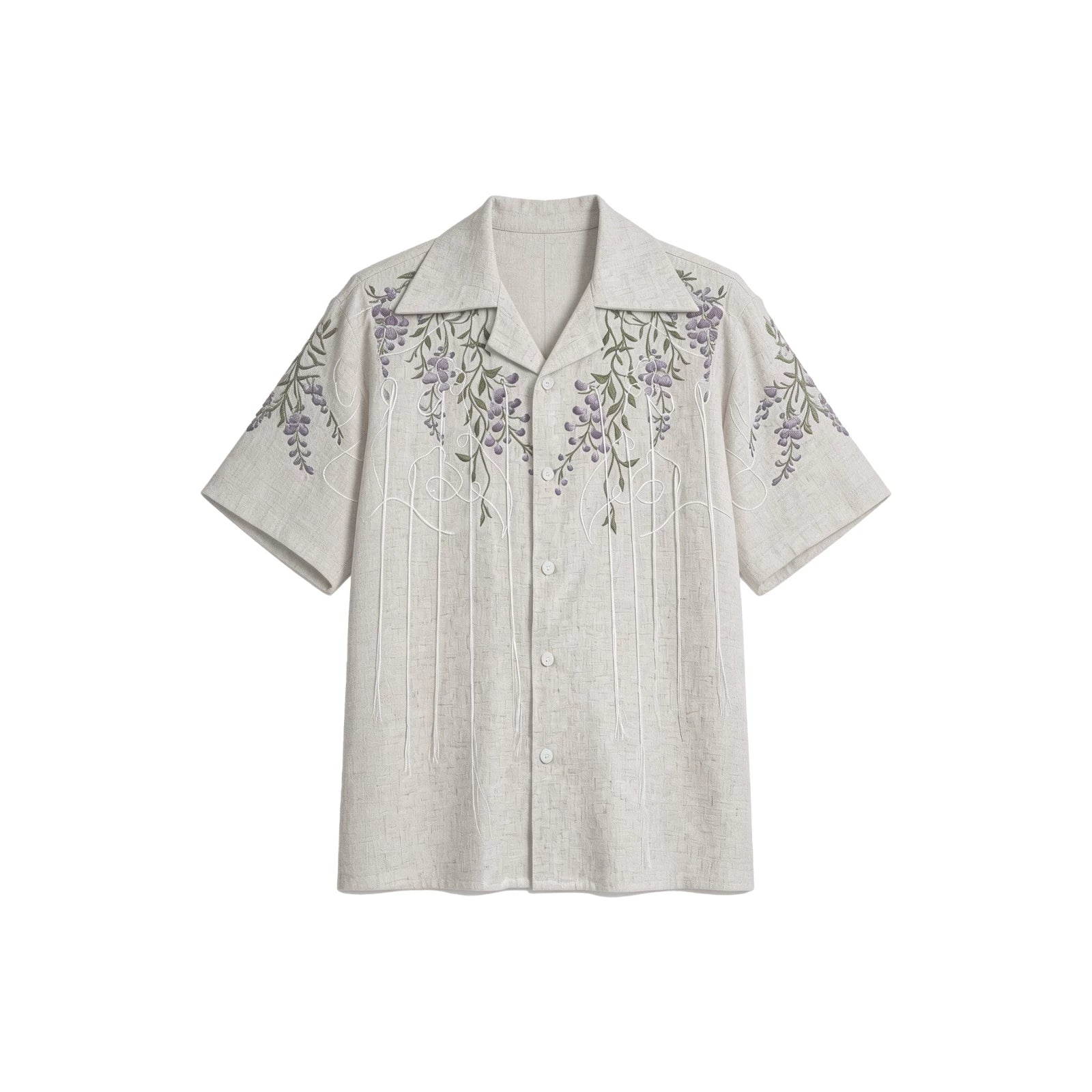 Wisteria Cascade Linen Camp Shirt