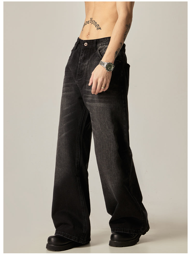 Black Baggy Straight Leg Jeans