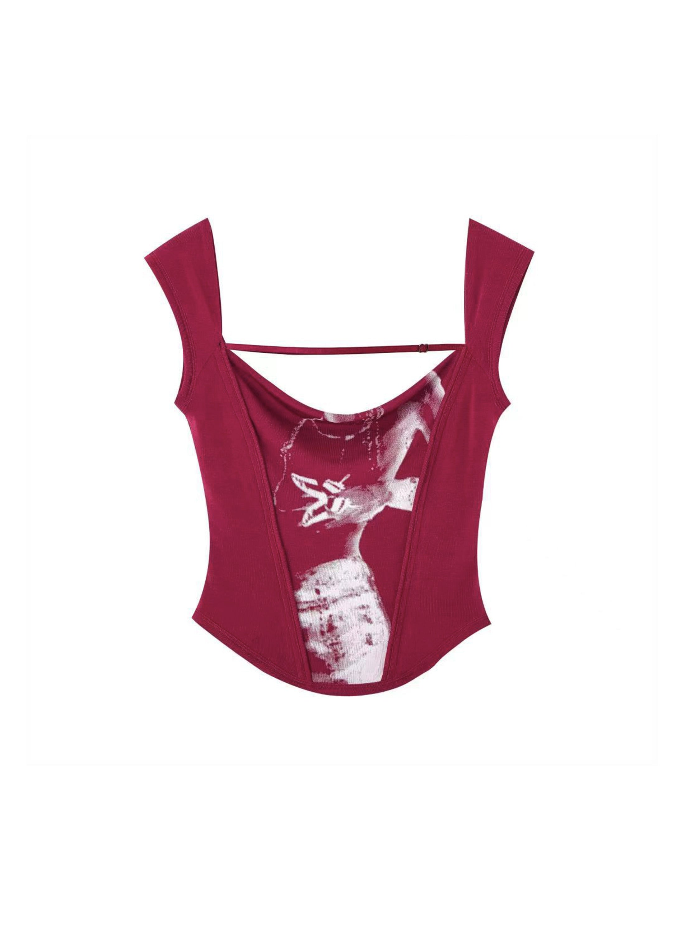 De Akiva Graphic Print Corset Top