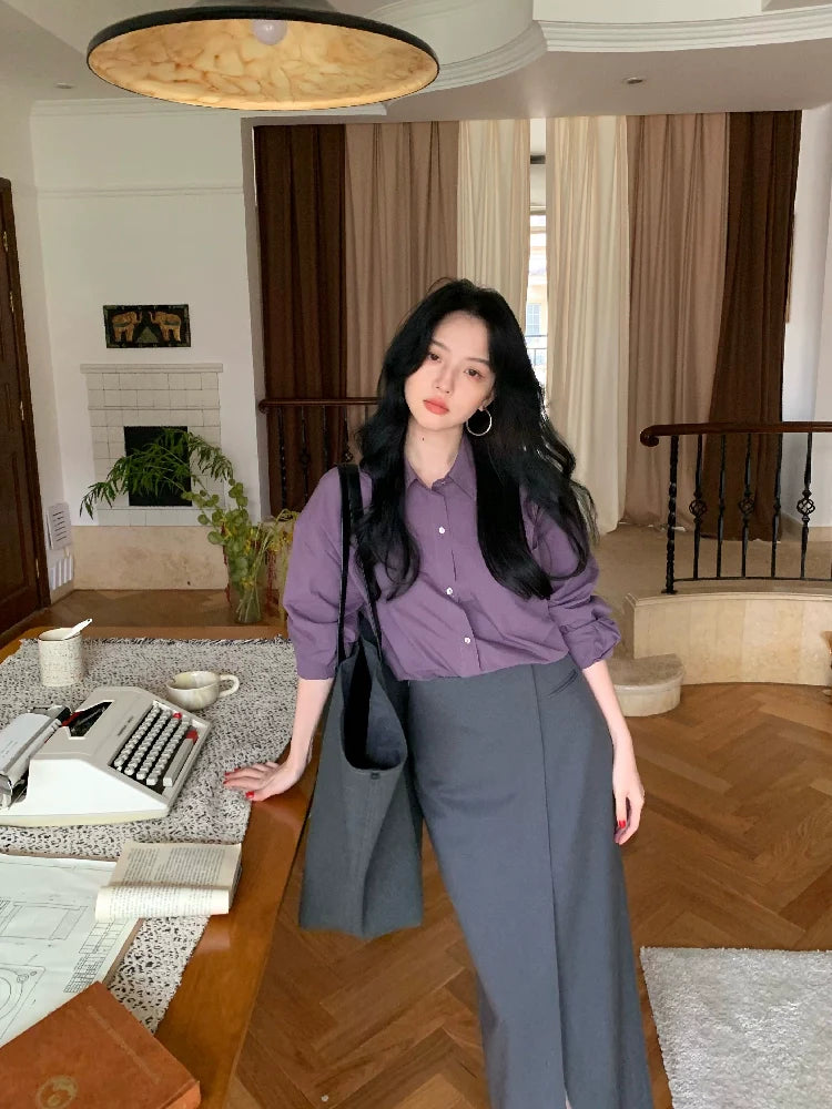 High-Waisted Front-Slit Pencil Skirt