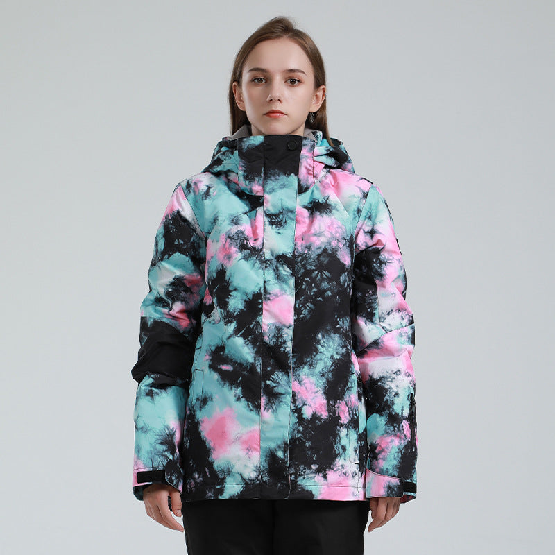 Mountain and Tie-Dye Print Ski Jackets