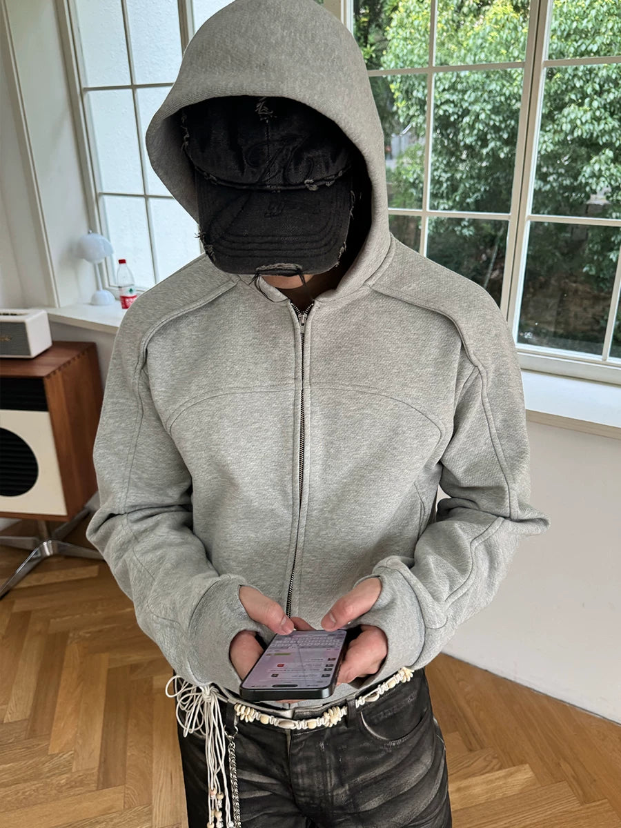 Panelled Zip-Up Hoodie