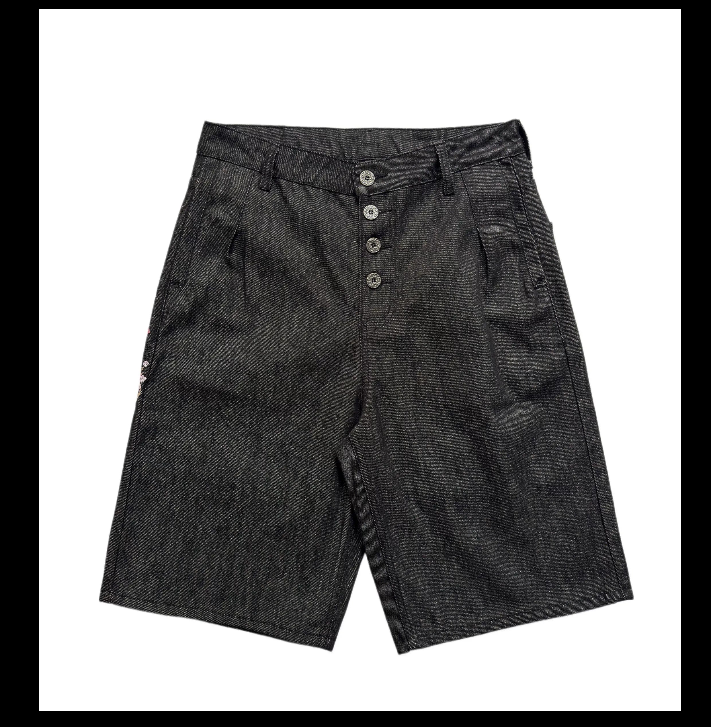 Hanami Bloom Embroidered Denim Shorts
