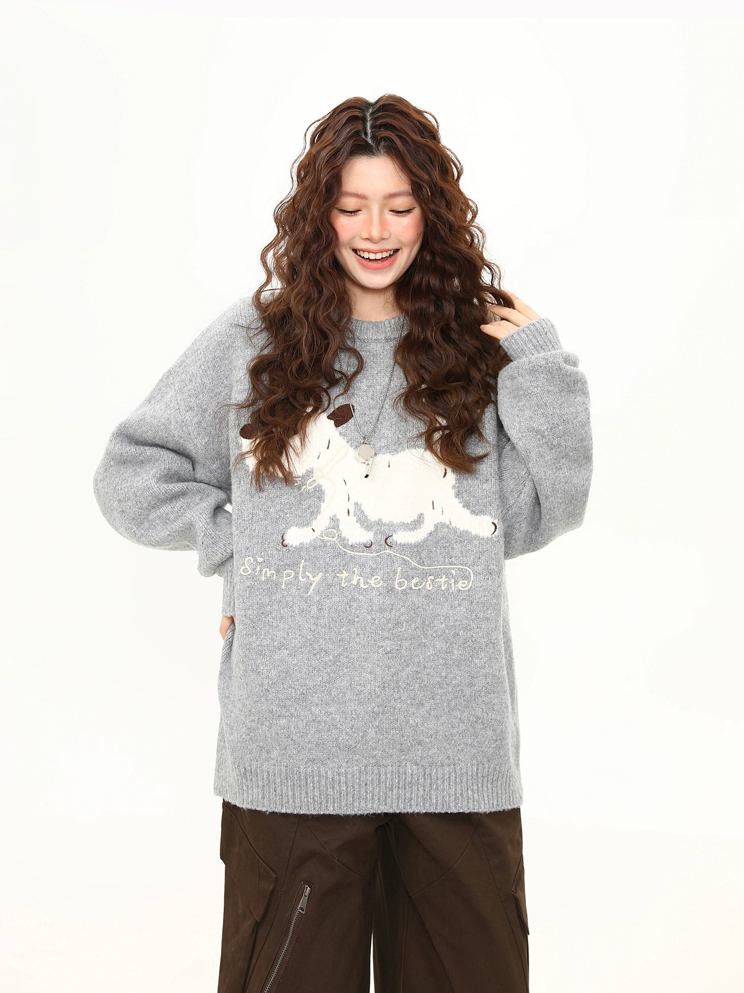 Snowy Pup Bestie Knit Sweater