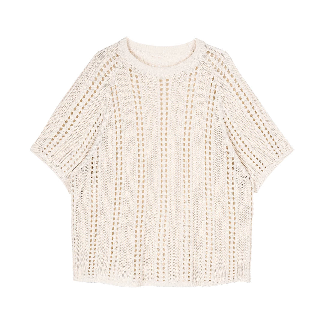 Open-Knit Short-Sleeve T-Shirt