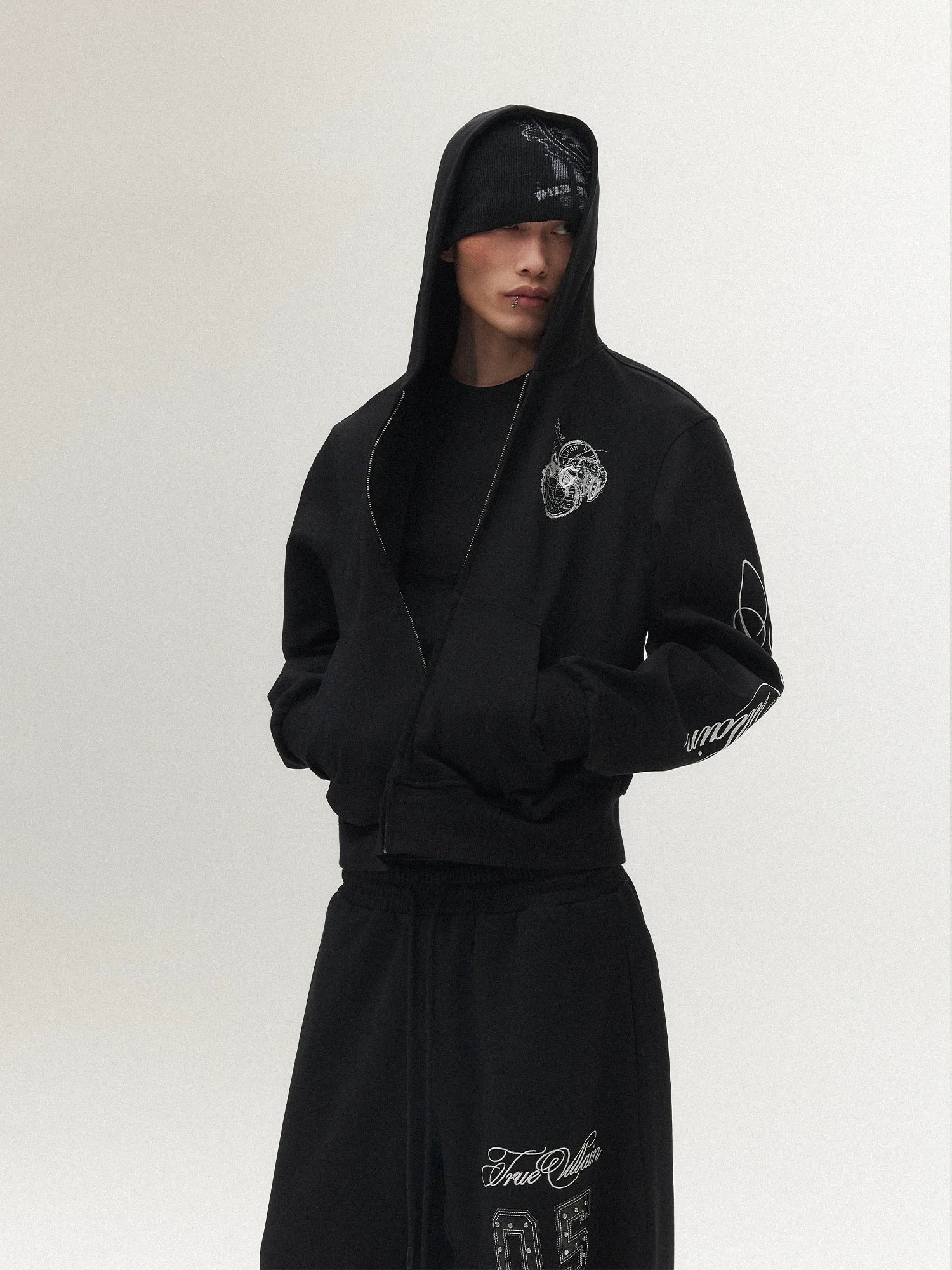 Midnight Crest Script Zip Hoodie
