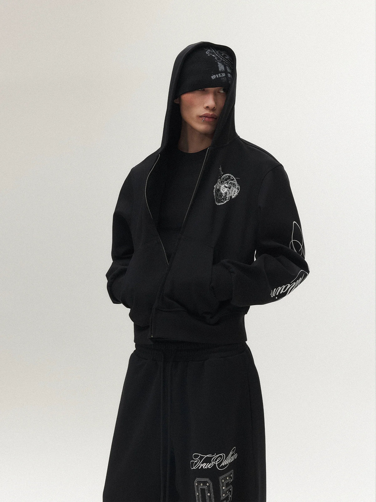 Midnight Crest Script Zip Hoodie