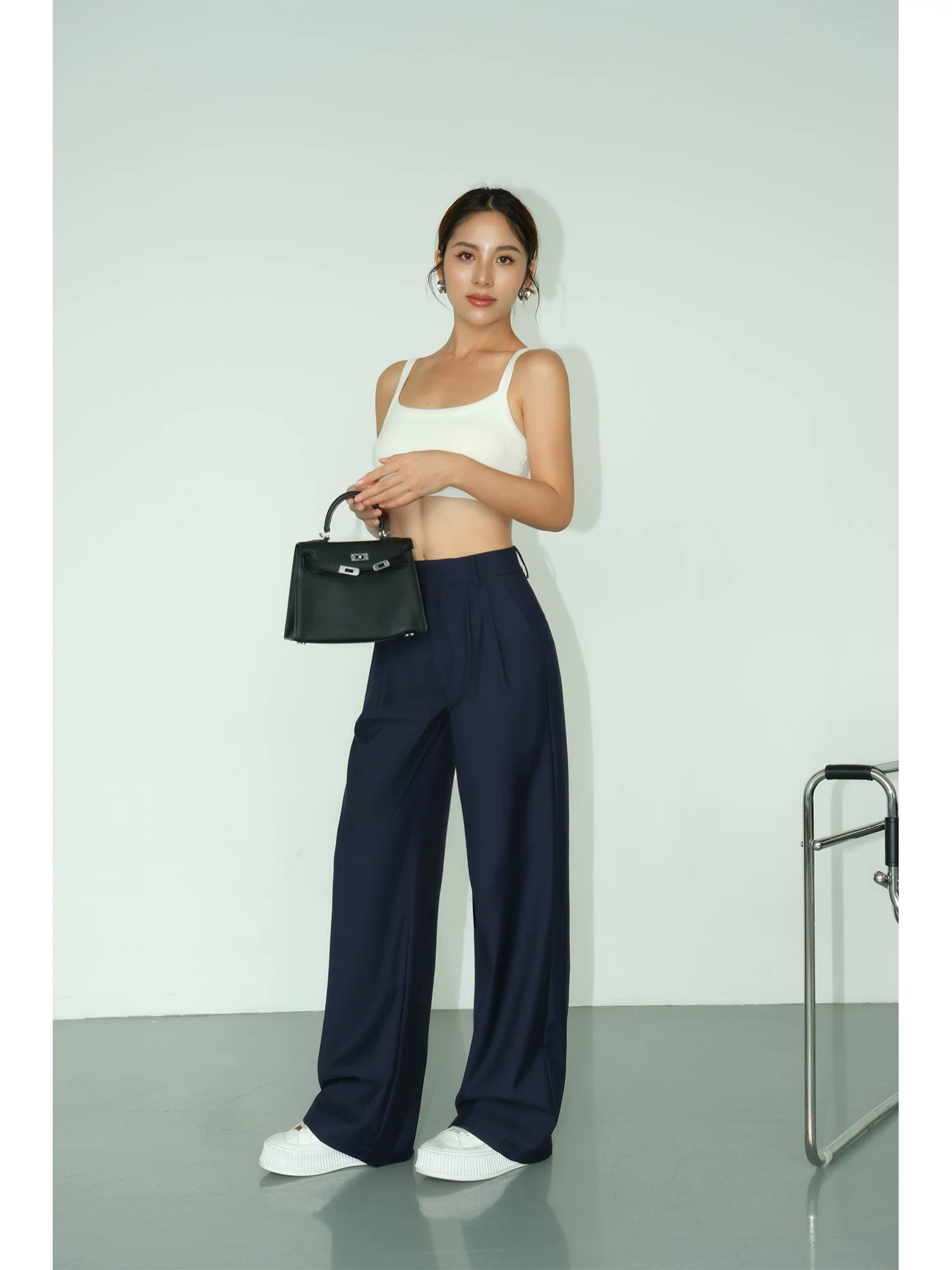 Midnight Drape High-Waist Wide Trousers