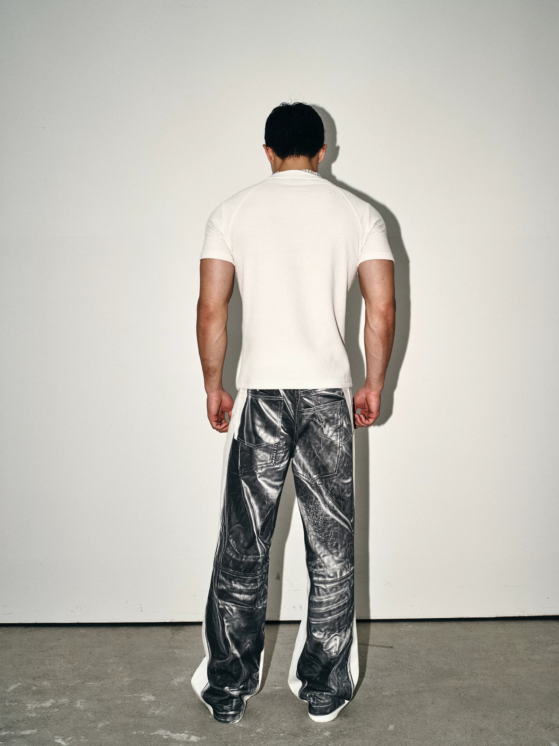 Monochrome Marble Contrast Panel Pants