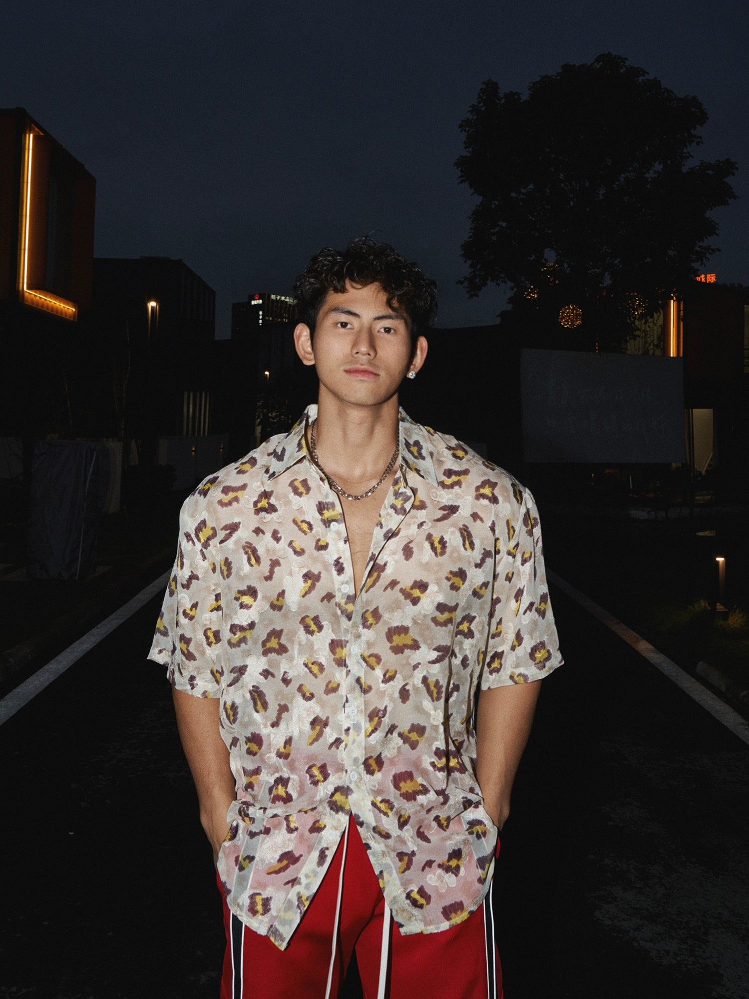 Sheer Abstract Print Summer Shirt