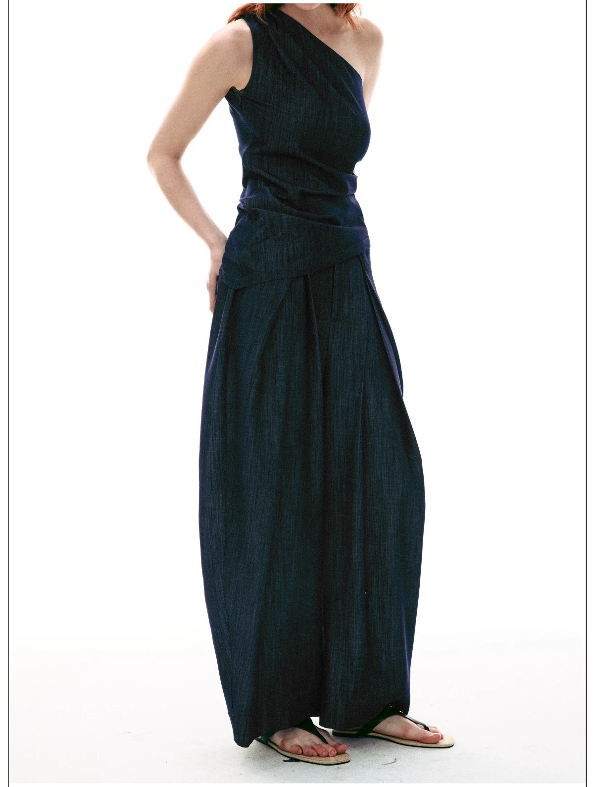 Midnight Meridian One-Shoulder Draped Top