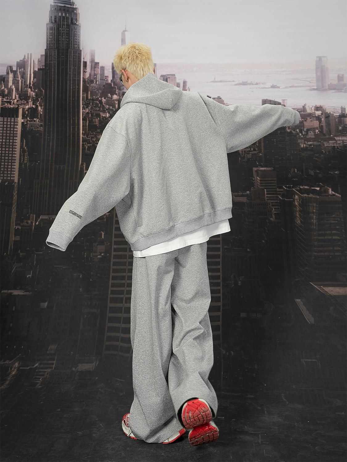 Oversized Light Grey Zip Up Hoodie