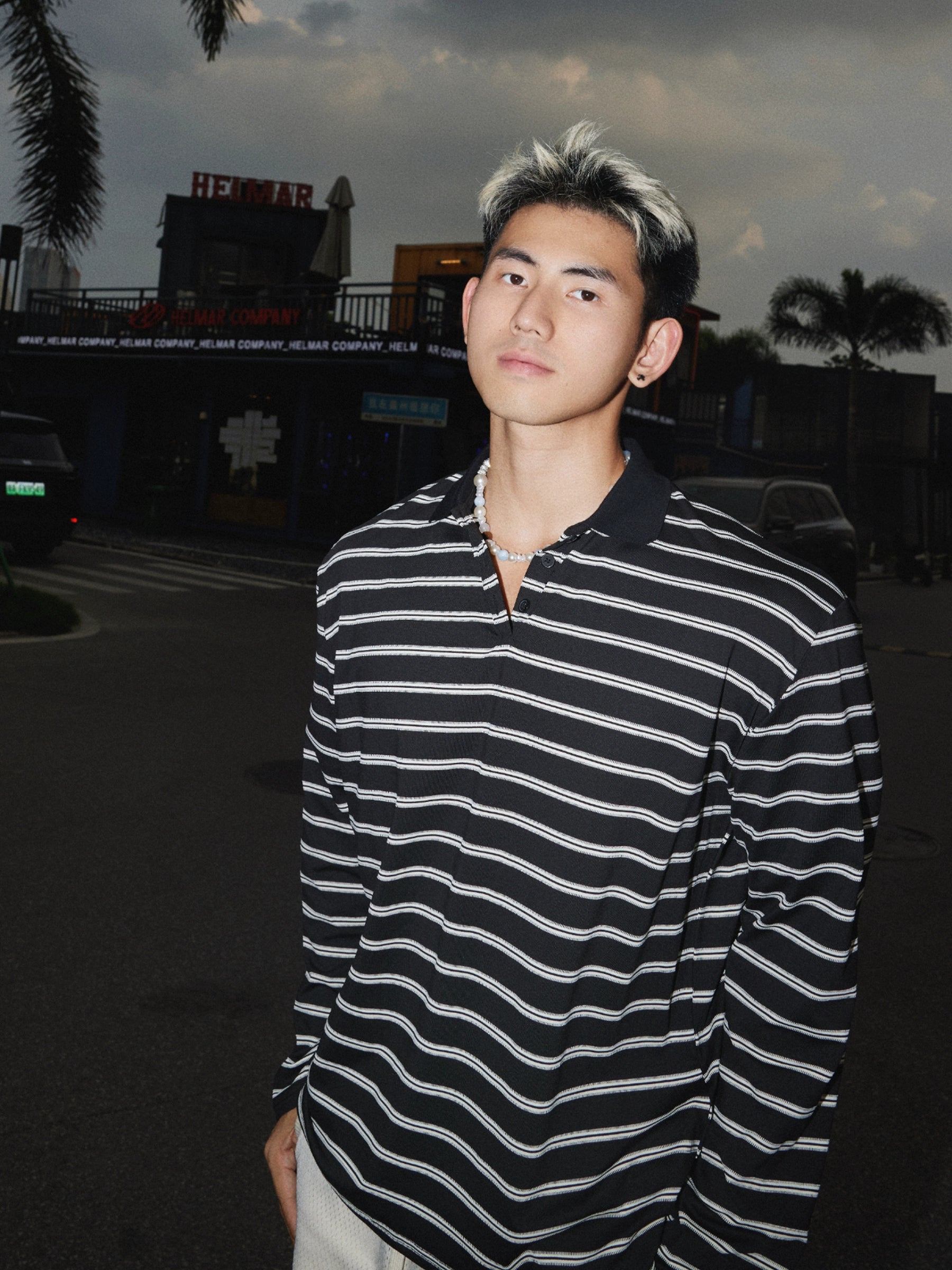Black White Striped Rugby Shirt