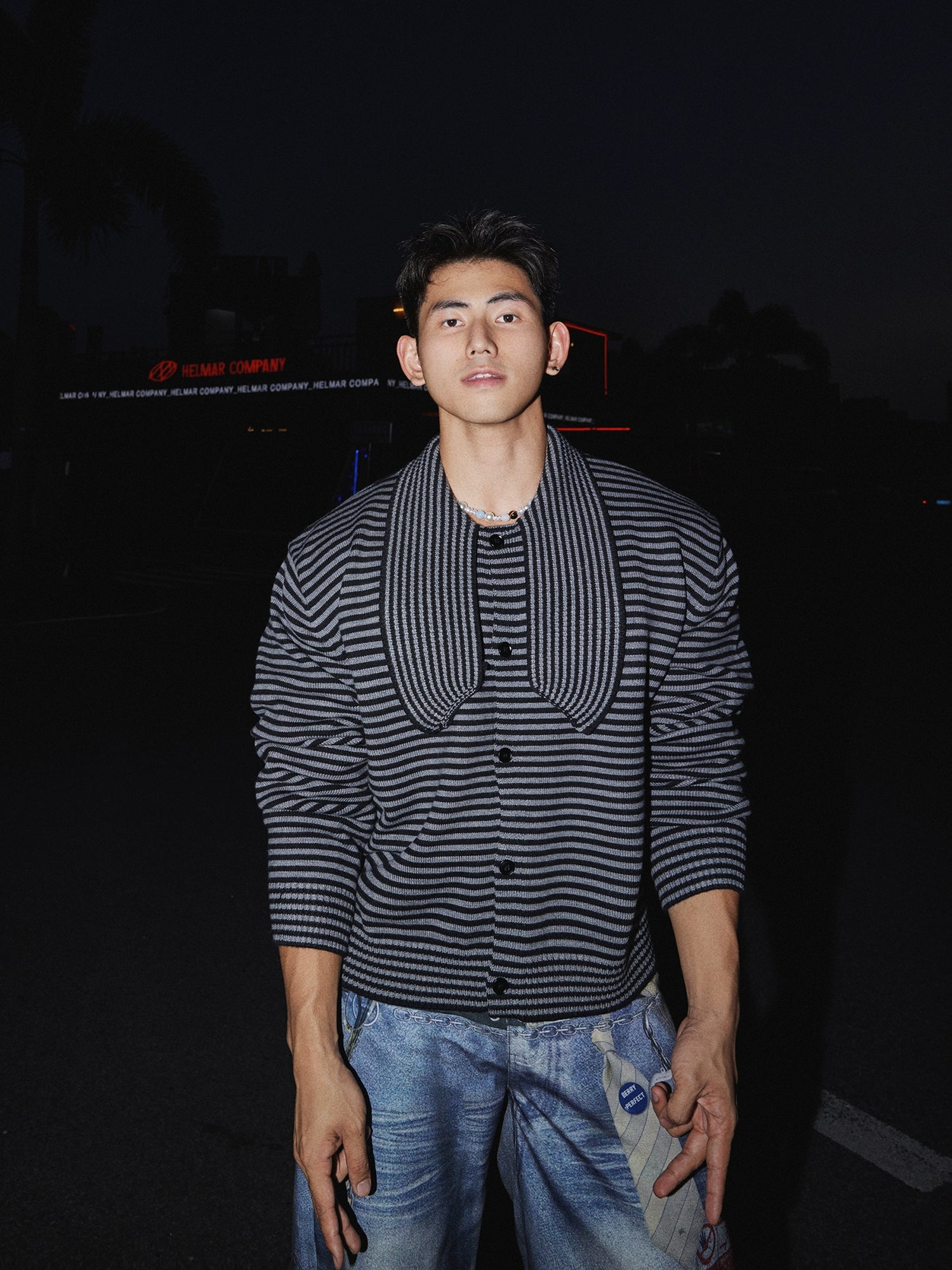 Retro Twist Stripe Knit Cardigan