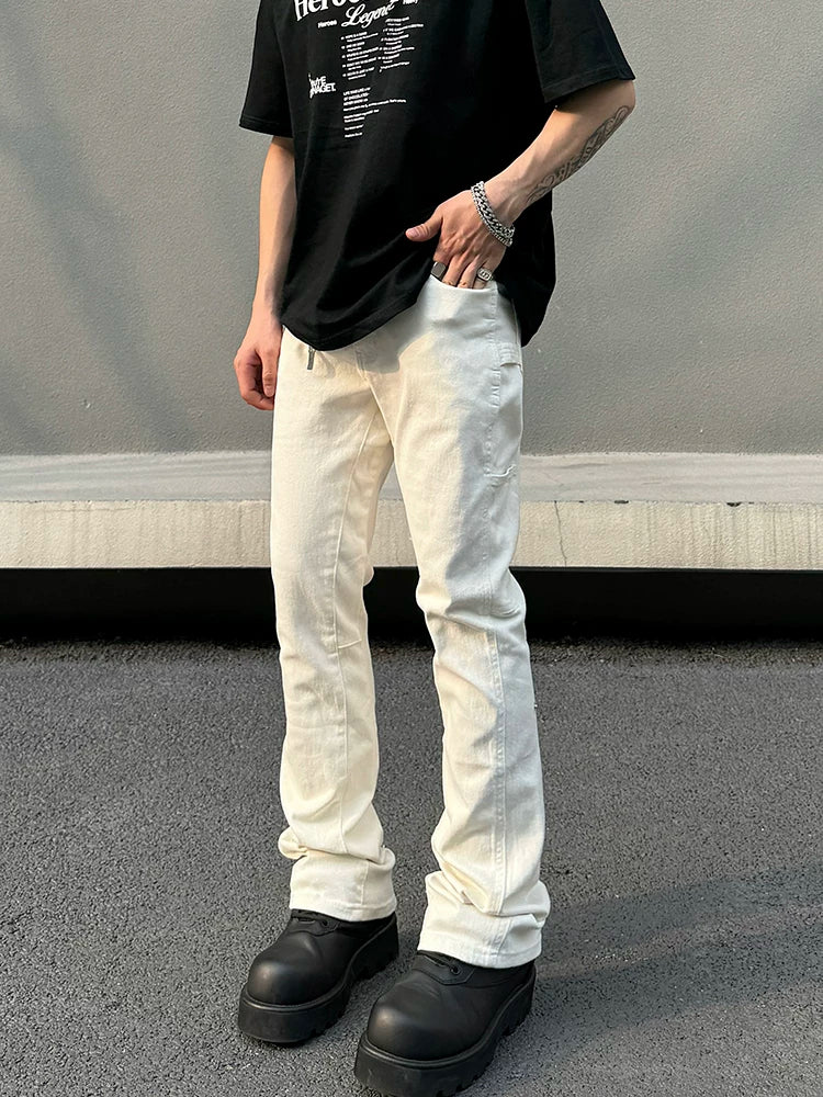 Ivory Snap-Hem Utility Jeans