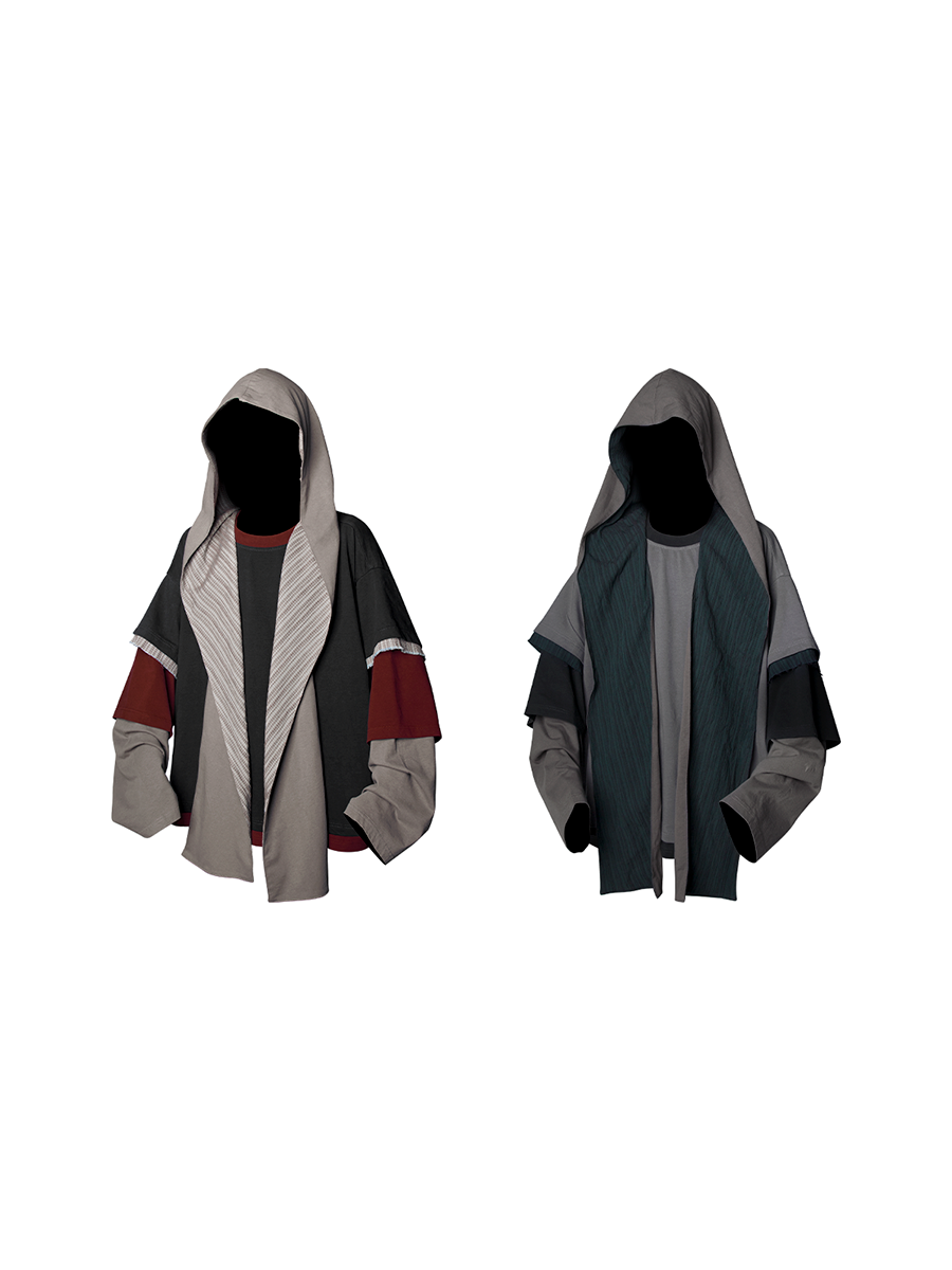 Layered Hooded Color Block Sweatshirt