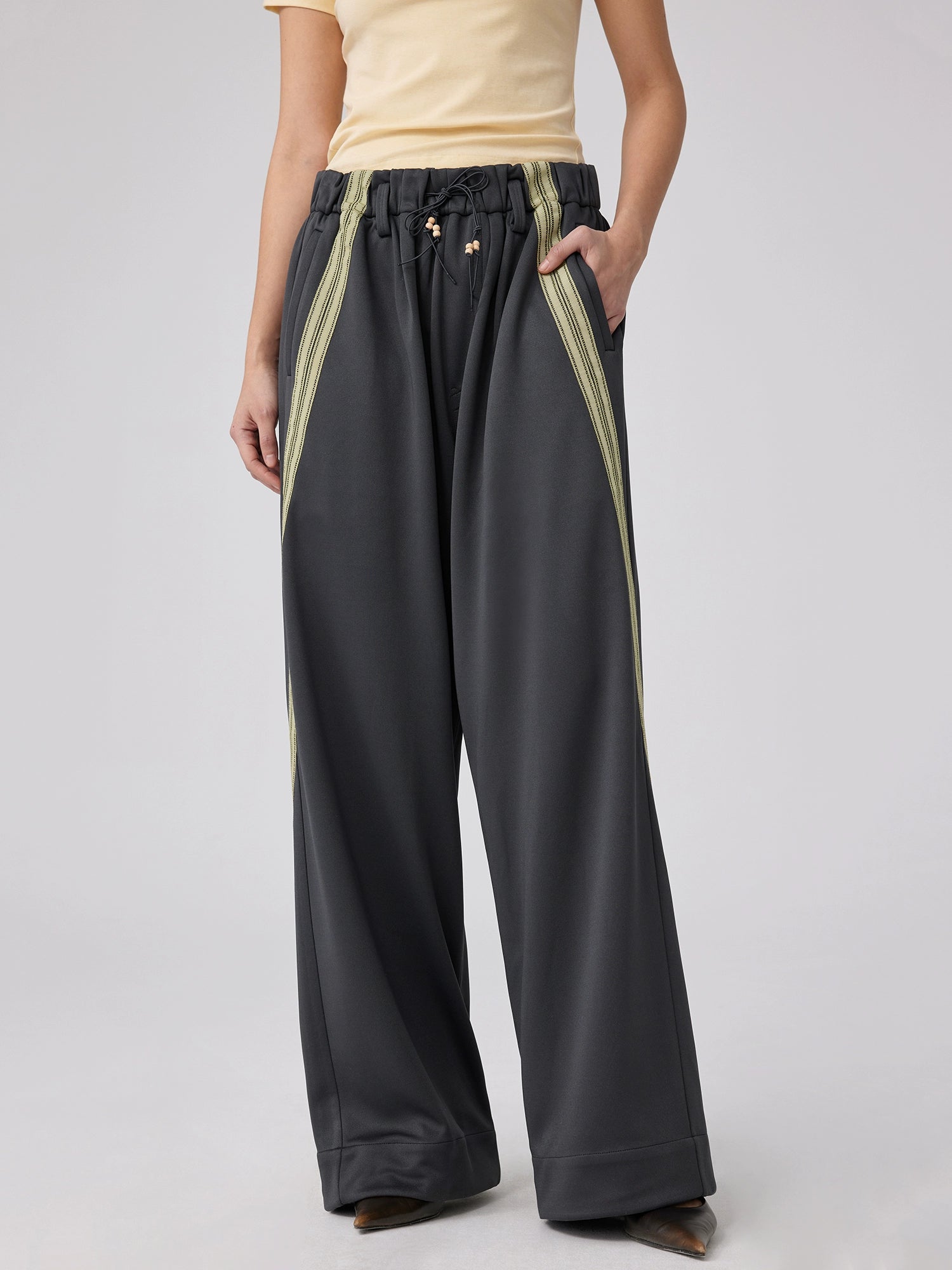 Wide Leg Track Pants with Side Stripe