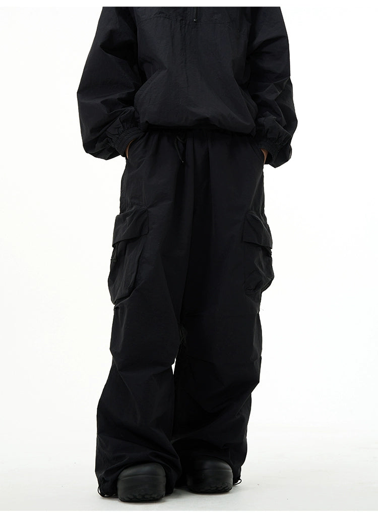 All-Black Oversized Windbreaker and Cargo Pants Setup