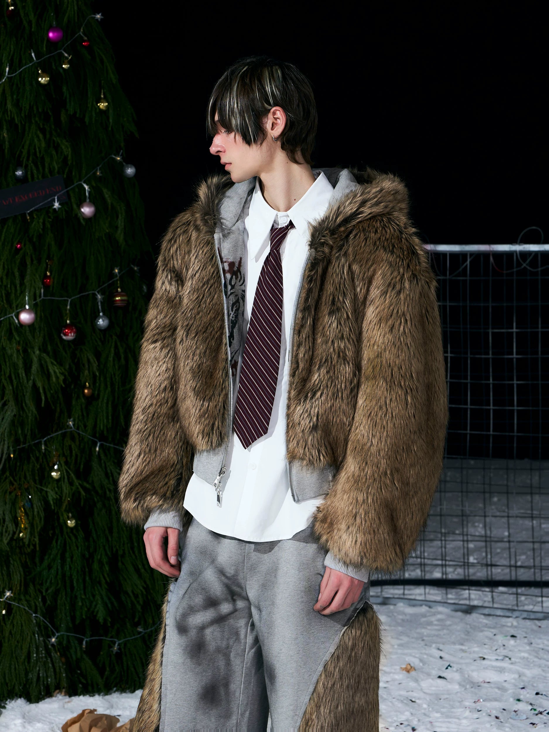 Frost Faux‑Fur Hooded Jacket and Pants Setup