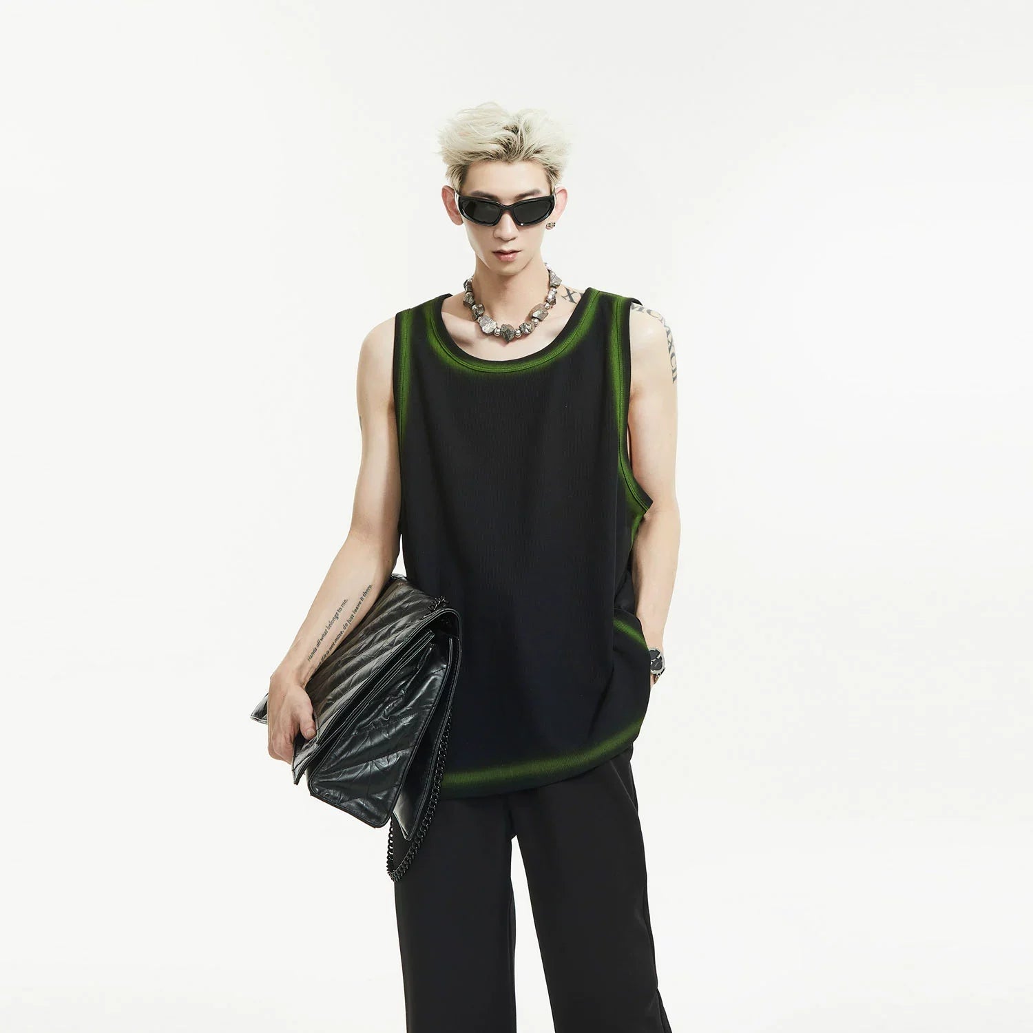 Tank Top with Spray Paint Trim Detail