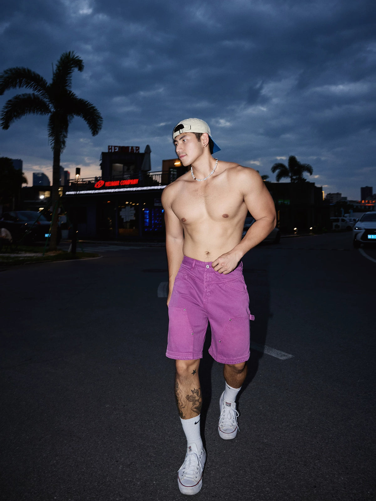 Violet Utility Carpenter Denim Shorts