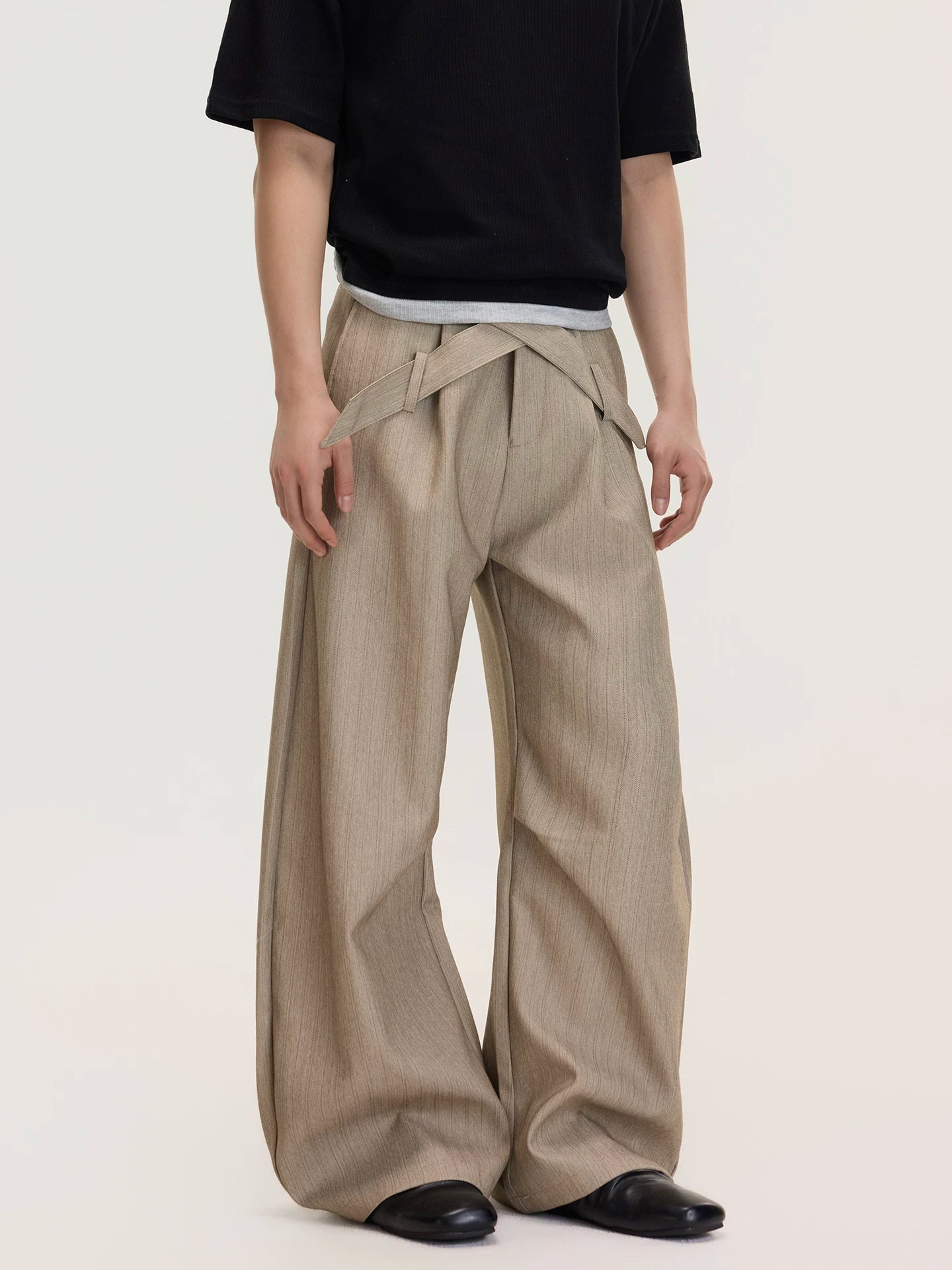 Drape Crossover Wide Pants