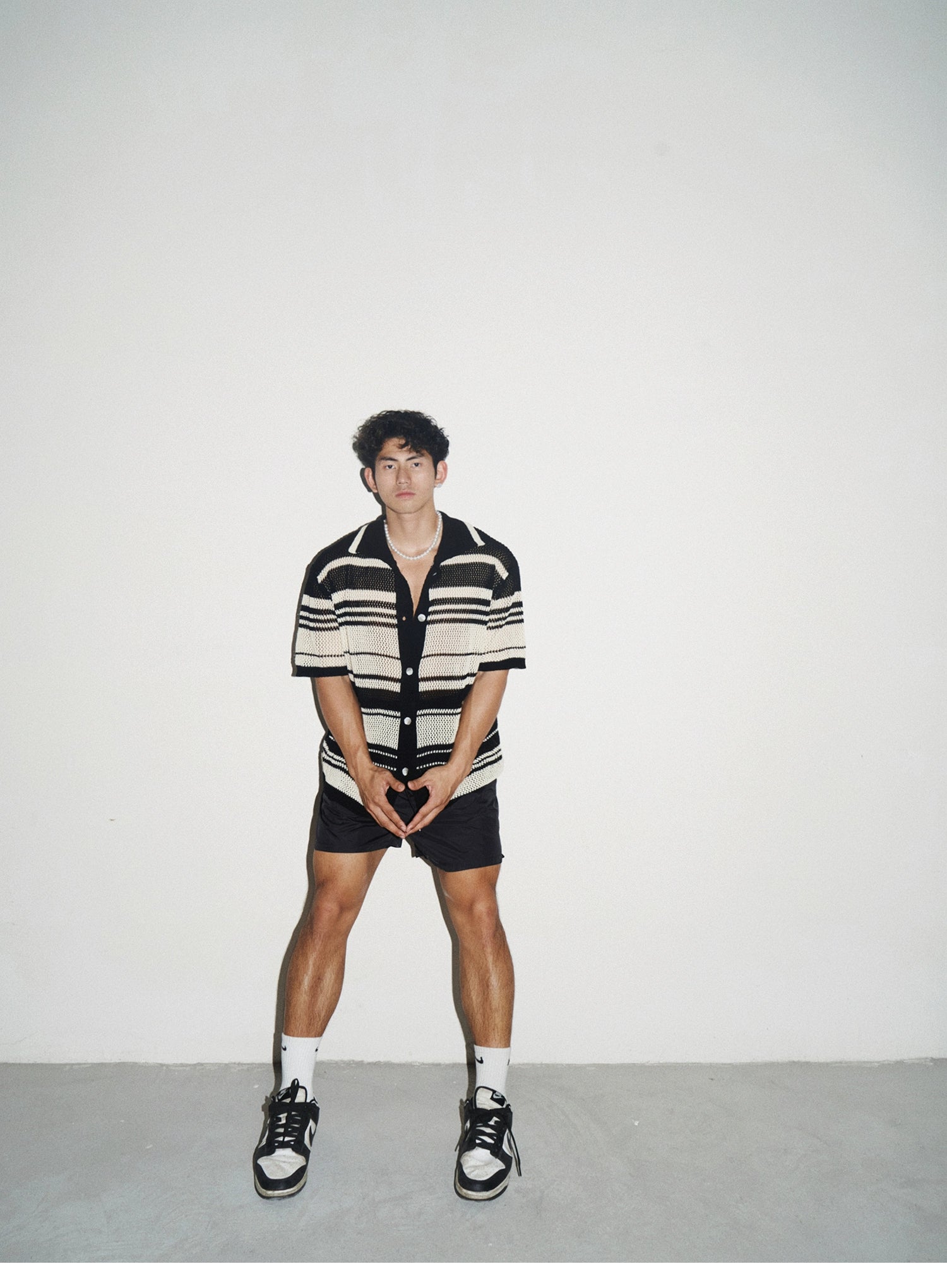 Hollow Out Niche Striped Shirt