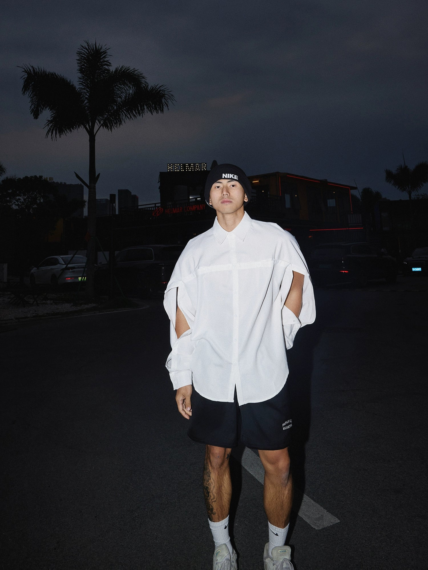 Oversized Cutout Button-Up Shirt