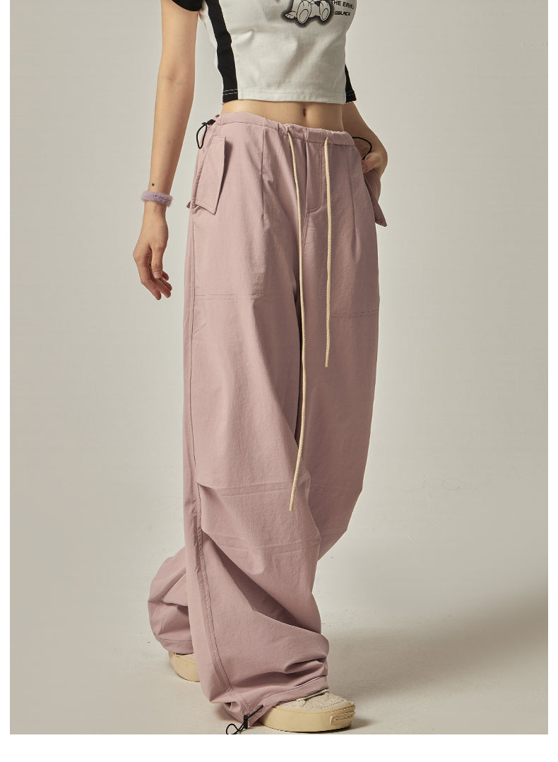 Pink Wide Leg Cargo Pants